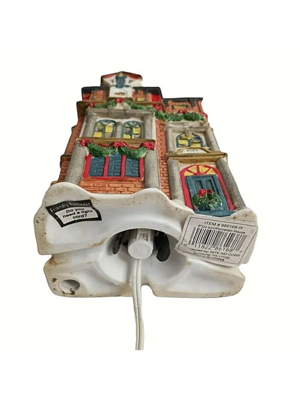 Vintage Lighted Christmas Village House Ryes Emporium Rite Aid Ceramic 7.5
